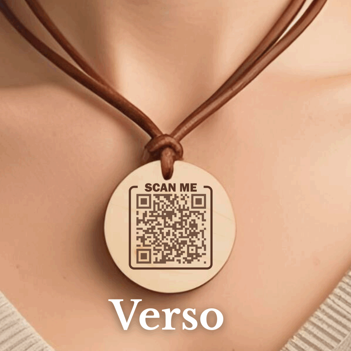 Pendentif boussole gravée – QR code message secret ou chanson personnalisée – Image 2