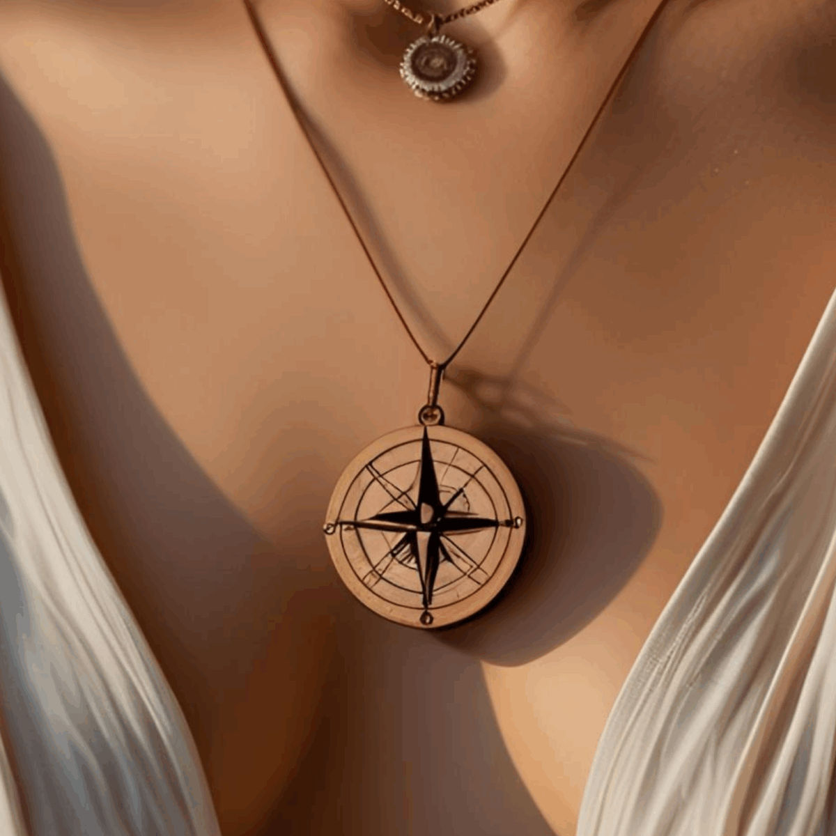 Pendentif boussole gravée – QR code message secret ou chanson personnalisée – Image 3