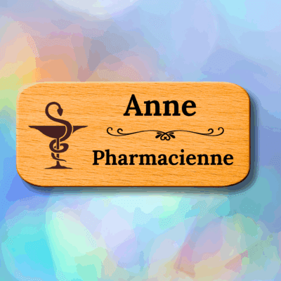 Badge en bois personnalisé - Pharmacien
