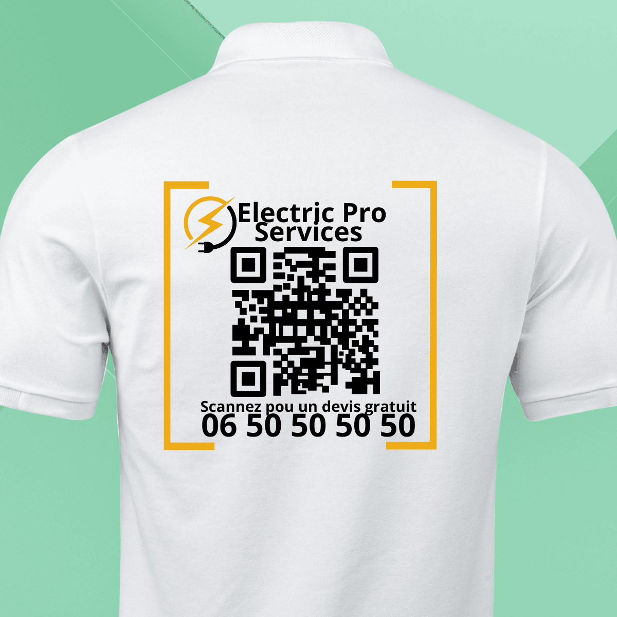 T-shirt personnalisé avec QR code pour professionnels