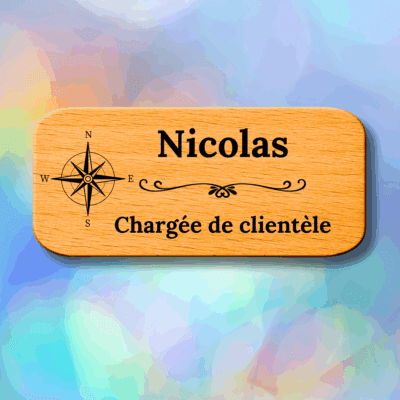 Badges en bois personnalisés - Chargé de clientèle