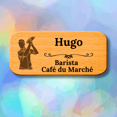 Badge en bois personnalisé - Barista