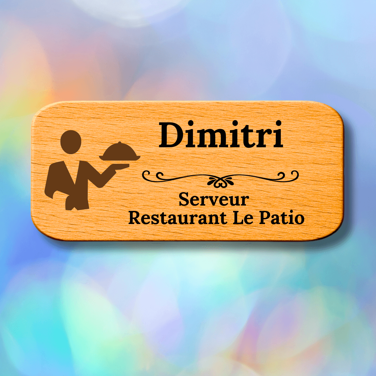 Badge en bois personnalisé - Serveur