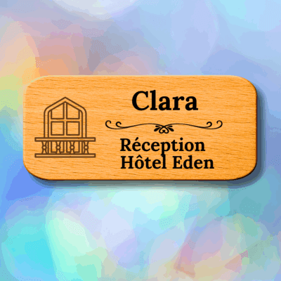 Badge en bois personnalisé- Réception