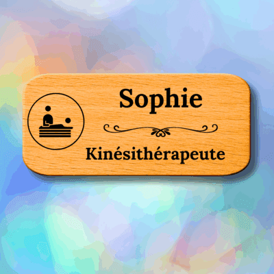 Badges en bois personnalisés - Kiné