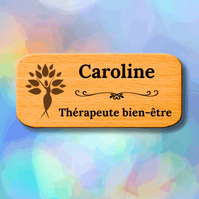 Badges en bois personnalisés - Thérapeute
